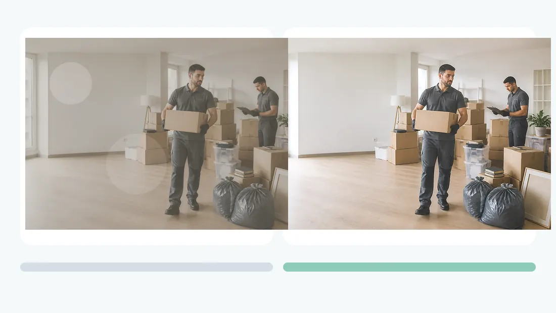 Vorher-Nachher Servicebild für Räumung und Wohnungsauflösung